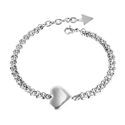 Wholesale Stainless Steel Triangle Heart Double Chain Bracelet