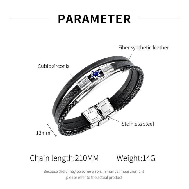 Wholesale IP Bead Multilayer Leather Bracelet With CZ