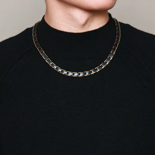 Wholesale Mens Gold & Black Titanium Necklace
