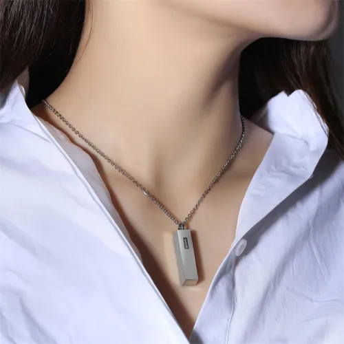 Wholesale Stainless Steel Bar Urn Pendant with CZ