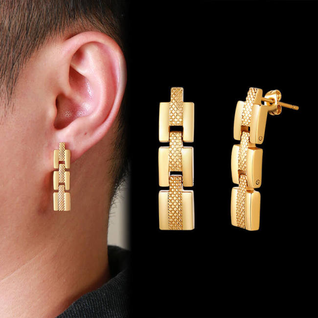 Wholesale Men's Gold Titanium Earrings