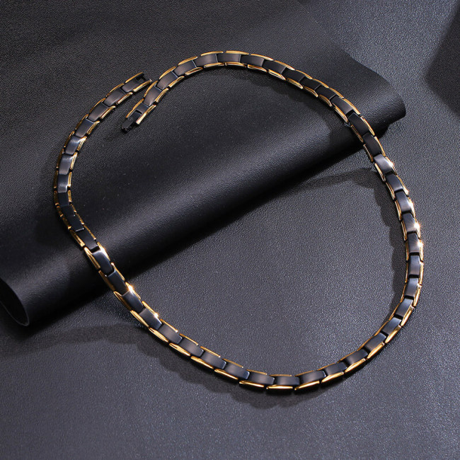 Wholesale Mens Gold & Black Titanium Necklace