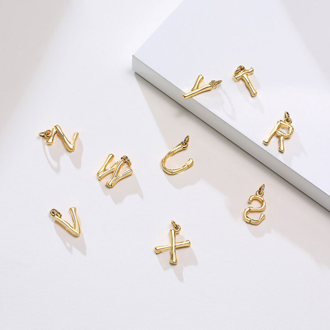 Wholesale Stainless Bamboo Initial Letter Necklace A To Z
