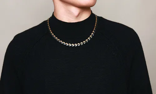 Wholesale Men's Gold Black Titanium Magnetic Therapy Necklace