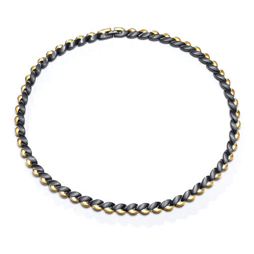 Wholesale Men's Gold Black Titanium Magnetic Therapy Necklace