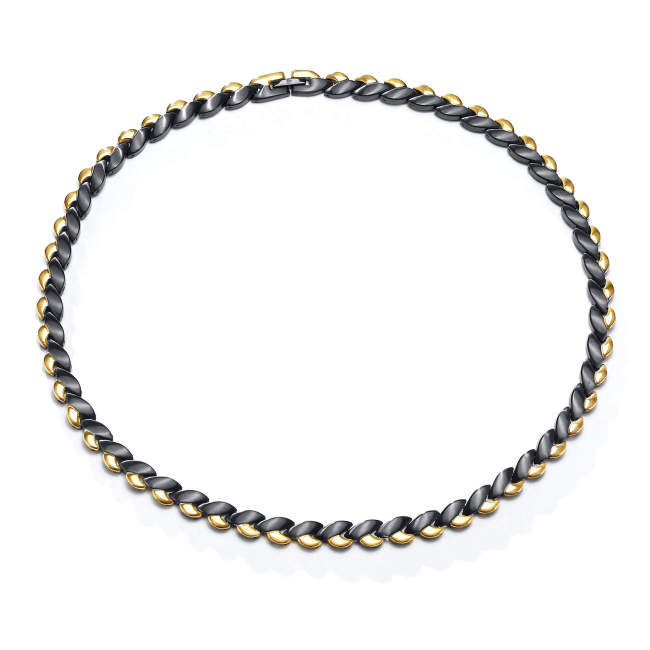 Wholesale Men's Gold Black Titanium Magnetic Therapy Necklace