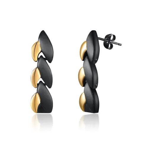 Wholesale Personalized Black and Gold Titanium Stud Earrings