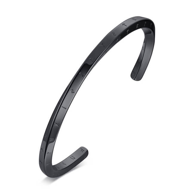 Wholesale Stainless Steel Twist Engraved Letter Open Bangle