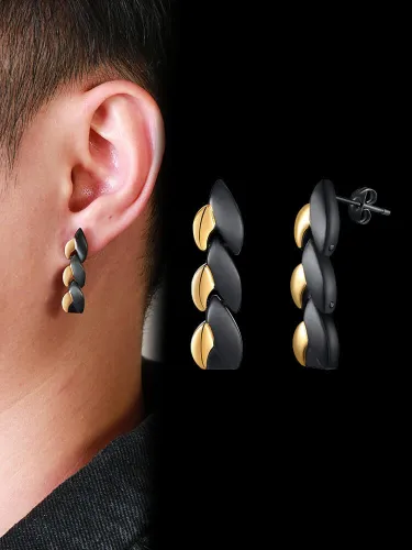 Wholesale Personalized Black and Gold Titanium Stud Earrings