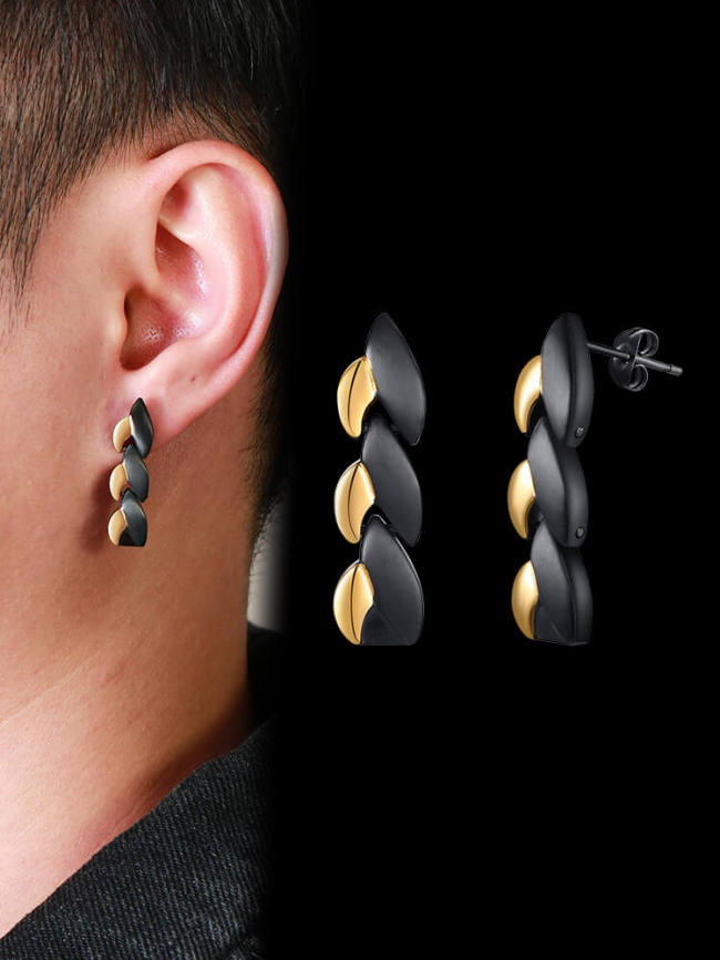 Wholesale Personalized Black and Gold Titanium Stud Earrings