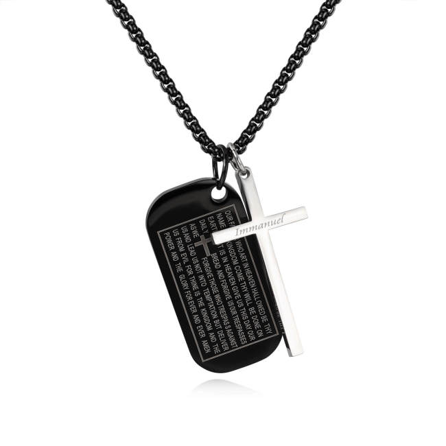 Wholesale Stainless Men's Dog Tag Cross Pendant