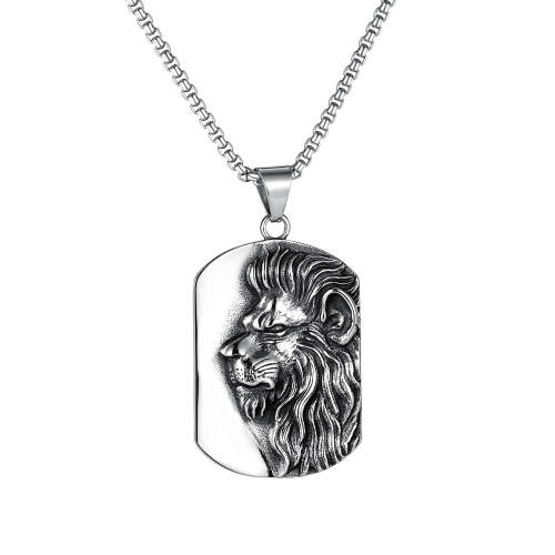 Wholesale Stainless Men's Lion Dog Tag Pendant Necklace