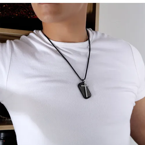 Wholesale Stainless Men's Dog Tag Cross Pendant