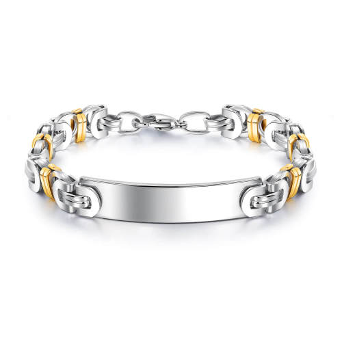 Wholesle Stainless Steel Mens Gold Silver Byzantine Bracelet