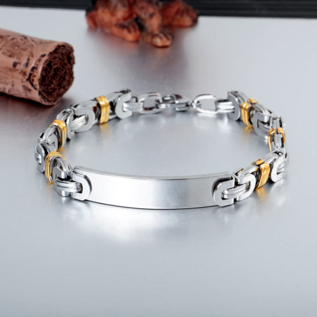Wholesle Stainless Steel Mens Gold Silver Byzantine Bracelet