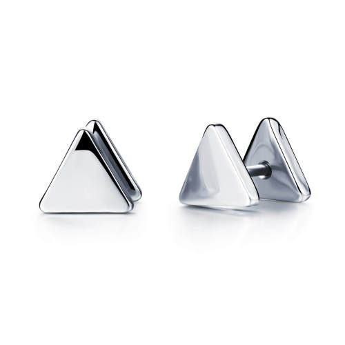 Wholesale Stainless Steel Double Triangle Dumbbell Stud Earrings