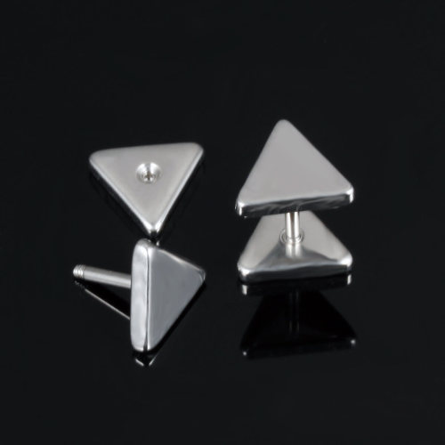 Wholesale Stainless Steel Double Triangle Dumbbell Stud Earrings