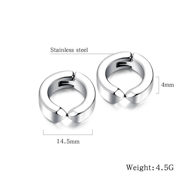Wholesale Stainless Steel Men's No Pierced Hoop Earrings