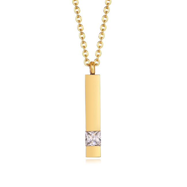 Wholesale Stainless Personalized Vertical Bar Necklace with CZ