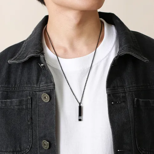 Wholesale Stainless Personalized Vertical Bar Necklace with CZ