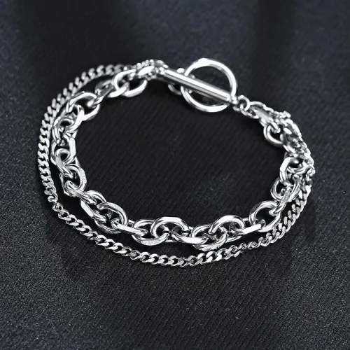 Wholesale Stainless Double Chains OT Buckle Bracelet