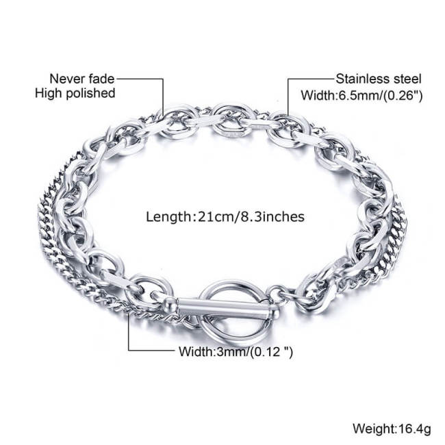 Wholesale Stainless Double Chains OT Buckle Bracelet