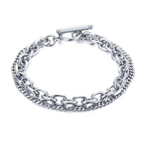 Wholesale Stainless Double Chains OT Buckle Bracelet