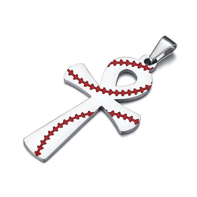 Wholesale stainless Steel Cross Baseball Pendant Necklace