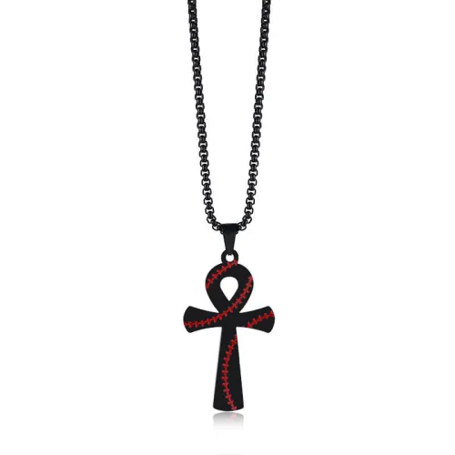 Wholesale stainless Steel Cross Baseball Pendant Necklace