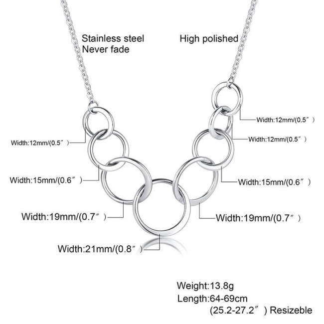 Wholesale Stainless Steel Circle  Link Necklace
