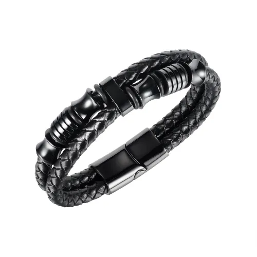 Wholesale Mens Bamboo Leather Bracelet