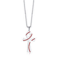 Wholesale stainless Steel Cross Baseball Pendant Necklace