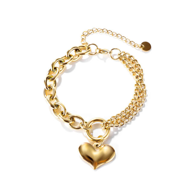 Wholesale Stainless Steel Womens 3d Heart Bracelet
