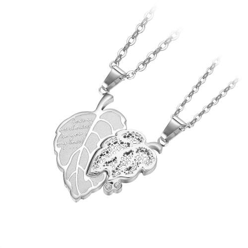 Wholesale Stainless Steel Leaf Matching Couple Necklace
