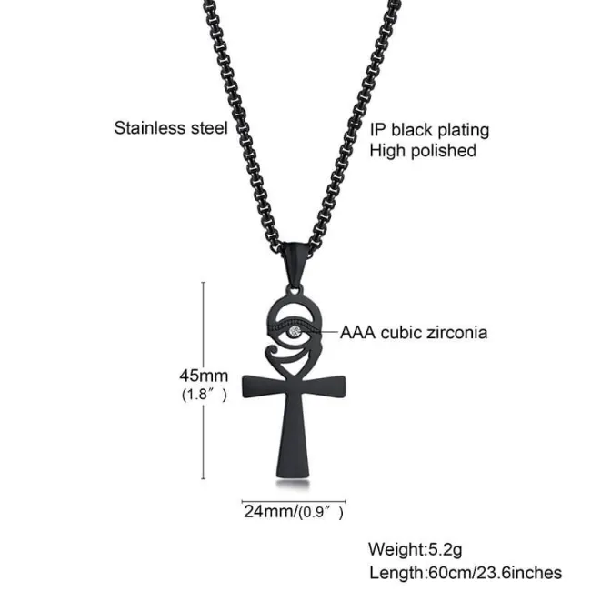 Wholesale Stainless Steel Unique Ankh Cross Pendant with CZ