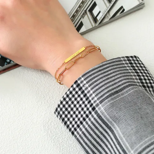 Wholesale Stainless Steel  Double Layer Chain Good Luck Bracelet