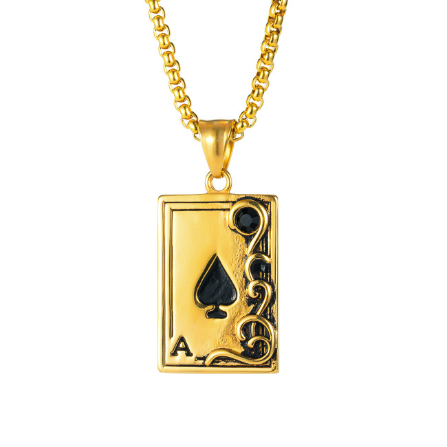 Wholesale Stainless Poker A pendant with Black CZ