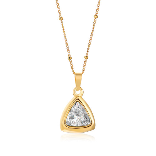 Wholesale Stainless Steel Triangular CZ Necklace