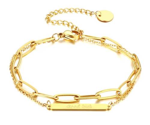 Wholesale Stainless Steel  Double Layer Chain Good Luck Bracelet
