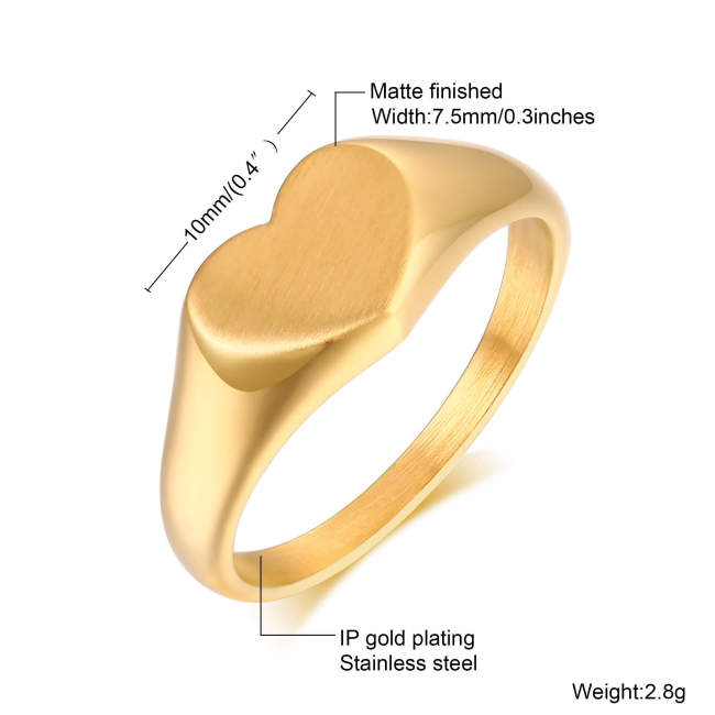 Wholesale Stainless Steel Engravable Heart Seal Ring