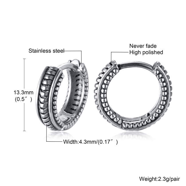 Wholesale Stainless Steel Men's Hip Hop Tire Earrings