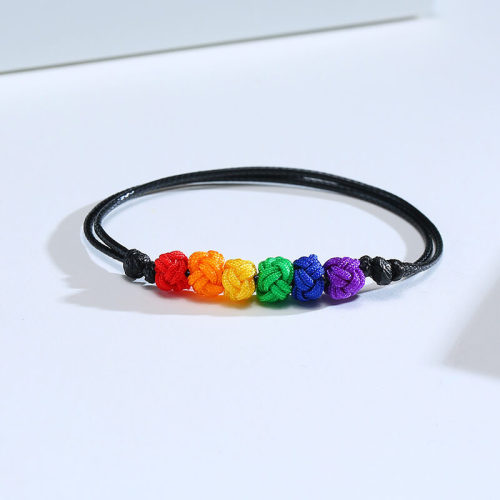 Wholesale Wax Rope Rainbow Love Knot Bracelet