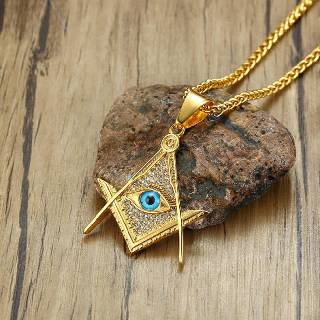 Wholesale Stainless Steel Iced Out Masonic Pendant Eye