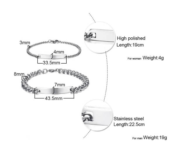 Wholesale Stainless Steel Custom Chain Bracelet Set