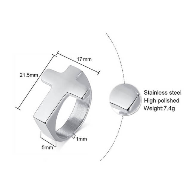 Wholesale Stainless Steel Simple Mens Cross Rings