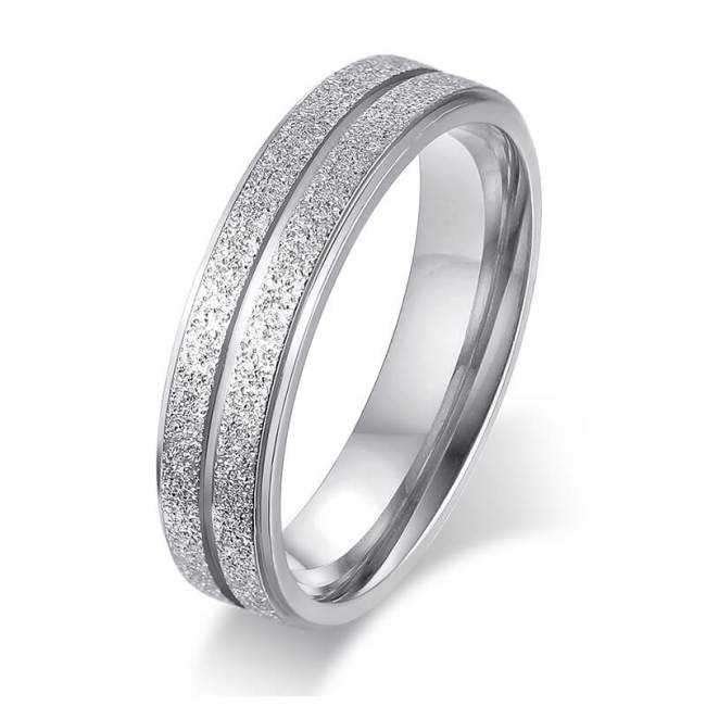 Wholesale Stainless Steel Sandblasted Grooved Couple Ring