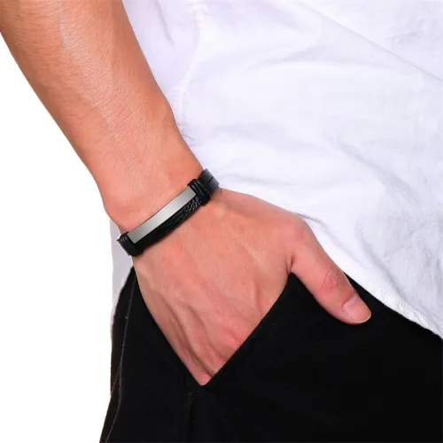 Wholesale Custom Double Layer Black Leather Bracelets