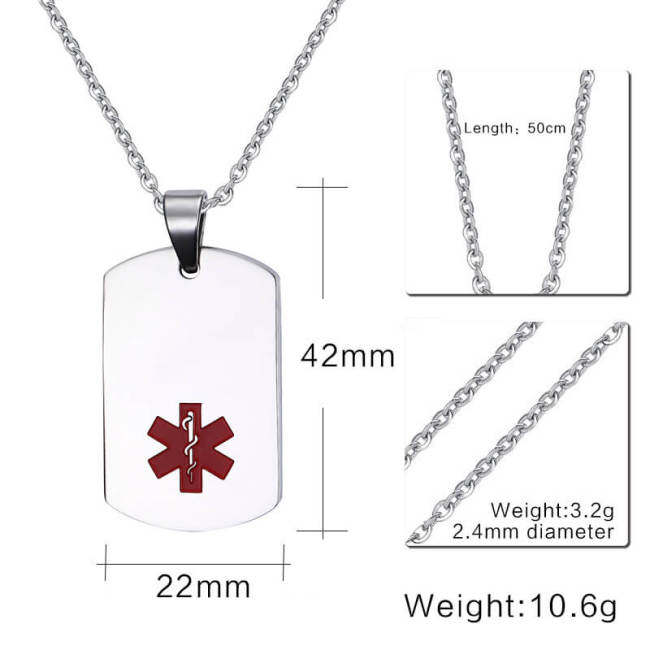 Wholesale Stainless Steel Classic Engravable Medical Dog Tag