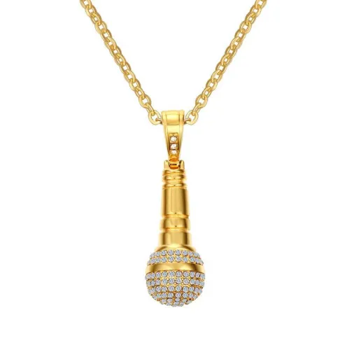 Wholesale Stainless Steel Punk Iced Out Microphone Pedant