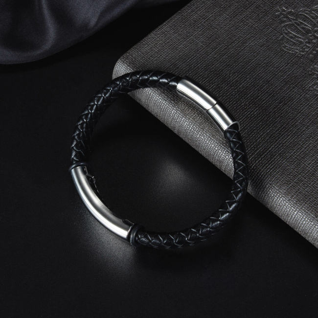 Wholesale Mens Wristband Hand Rope Clasp Leather Bracelet
